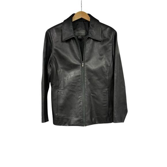 Vintage 90’s Style Zip Up Black Leather Jacket Relativity Womens Size Medium - Picture 1 of 10